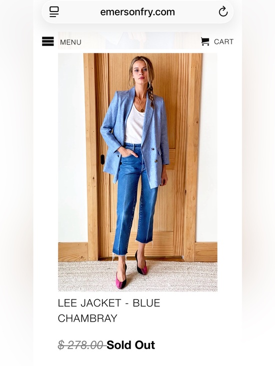 Emerson Fry Jackets & Blazers - Emerson Fry Lee Jacket in Blue Chambray Women’s Size 4